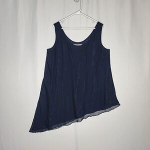 Capri Mon Cheri Chiffon Pant Tank Set 16W Navy Lined Beaded Ethereal Fairy